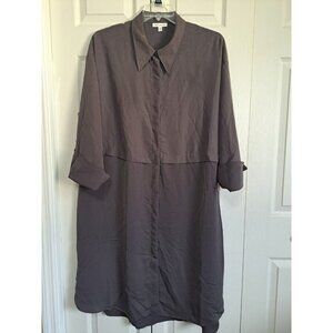Prologue Women's XXL Greige Flip Cuff Button Up Collared Dress